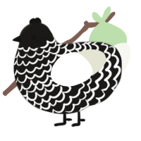 A sable and white chicken with a lace pattern