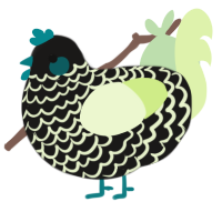Lime, a sable and apple chicken with a lace pattern