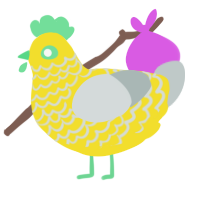 A yellow and silver chicken with a lace pattern