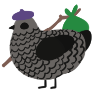 A grey and black chicken with a lace pattern