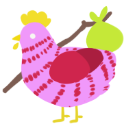 A lavender and crimson chicken with a bar pattern
