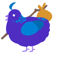 A indigo and sapphire chicken with a neck-speckle pattern