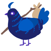 A navy and ultramarine chicken with a half-bar pattern