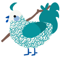 A white and teal chicken with a double-lace pattern