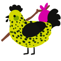 Eurocore MVP, a lime and black chicken with a speckle pattern