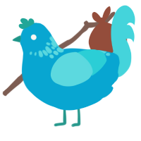 A cerulean and aqua chicken with a neck-speckle pattern