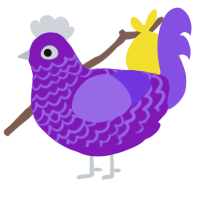 A violet and blurple chicken with a lace pattern
