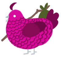 A fuchsia and wine chicken with a lace pattern