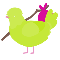 A lime chicken with a head pattern