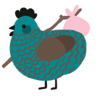 A teal and bark chicken with a lace pattern