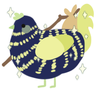 A navy and lemon chicken with a bar pattern
