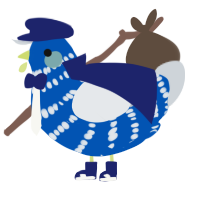 A ultramarine and mist chicken with a bar pattern
