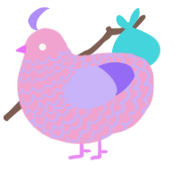 A pink and lilac chicken with a lace pattern