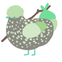 A ash and gluppy chicken with a speckle pattern