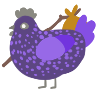 A overcast and blurple chicken with a speckle pattern