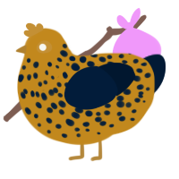 A ochre and tumblr chicken with a speckle pattern