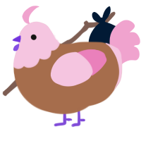 A brown and pink chicken with a head pattern
