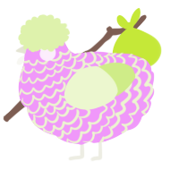 A lavender and apple chicken with a lace pattern