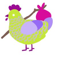 A lime and lilac chicken with a lace pattern