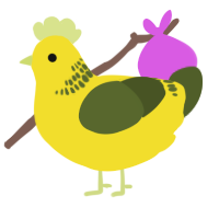 A yellow and olive chicken with a neck-band pattern