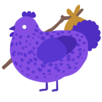 A blurple and indigo chicken with a speckle pattern