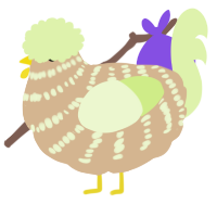 A beige and apple chicken with a bar pattern