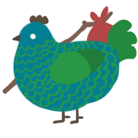 A sea and viridian chicken with a lace pattern