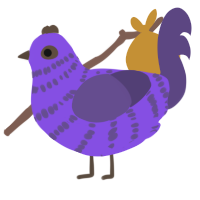 Blackberry, a blurple and overcast chicken with a bar pattern