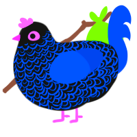 Glow Bracelets, a black and ultramarine chicken with a double-lace pattern