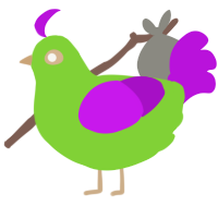 Veggie, a grass and amethyst chicken