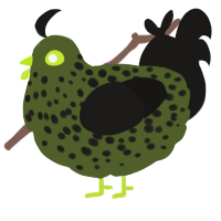 A olive and sable chicken with a speckle pattern