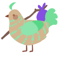 A beige and spring chicken with a bar pattern