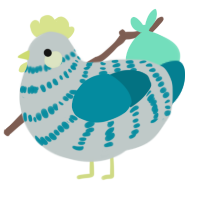 A silver and sea chicken with a bar pattern