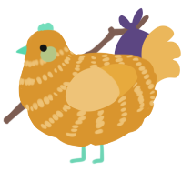 A orange and honey chicken with a bar pattern
