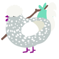 Moon Rock, a silver and white chicken with a speckle pattern