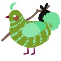 A chartreuse and spring chicken with a bar pattern