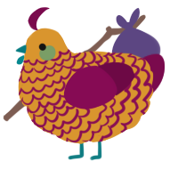 A orange and wine chicken with a lace pattern