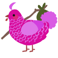 A fuchsia and orchid chicken with a lace pattern