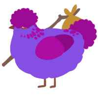 A blurple and plum chicken with a neck-speckle pattern