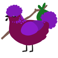 A wine and violet chicken with a neck-speckle pattern