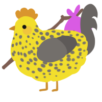 A yellow and grey chicken with a speckle pattern