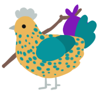 A honey and teal chicken with a speckle pattern
