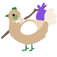 A beige and cream chicken with a neck-speckle pattern