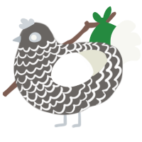 A grey and white chicken with a lace pattern