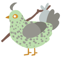 A gluppy and ash chicken with a speckle pattern