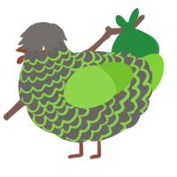 A grey and grass chicken with a lace pattern