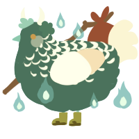 A sea and cream chicken with a half-lace pattern