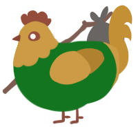 A leaf and gold chicken with a head pattern