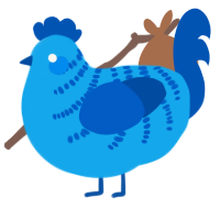 A sky and ultramarine chicken with a half-bar pattern