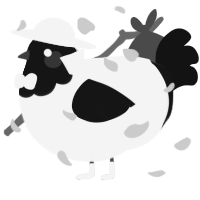 A white and black chicken with a head pattern